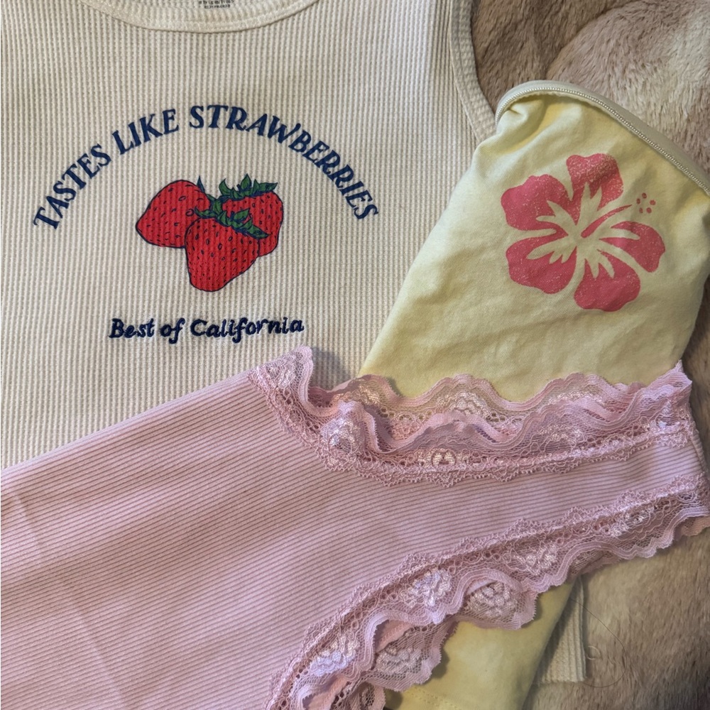 Strawberry Graphic Tank Top and Floral Sleeve